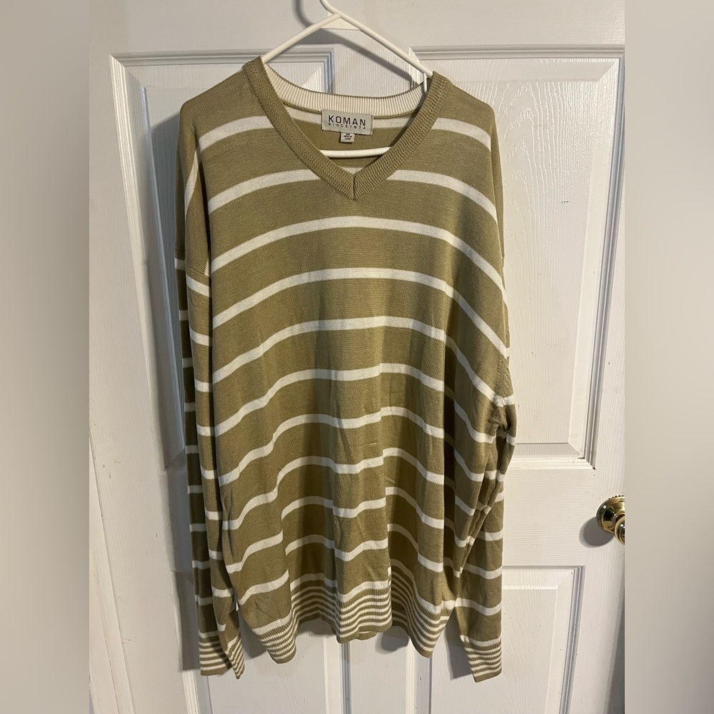 Koman Men's Olive Striped Sweater